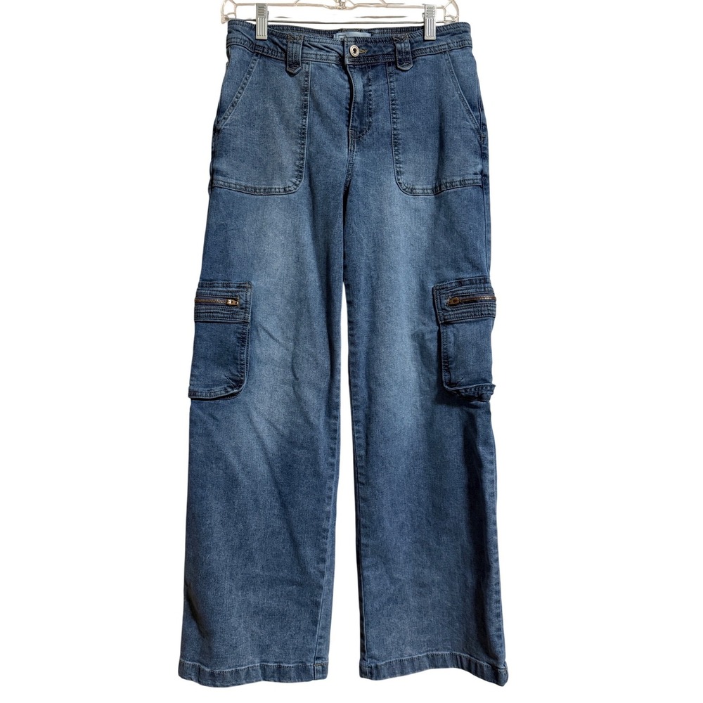 RE Generation Celebrity Pink Wide Leg Cargo Jeans Blue Medium Wash 9/29